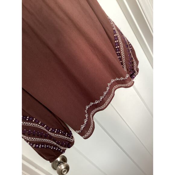 Zara Woman's Long Sleeve Beaded Embroidered Blouse Top Brown Size Small - Picture 10 of 14